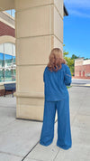 Gemstone Royalty  palazzo Denim pant Set(Blue)