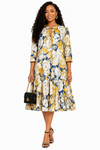Blooming Grace Floral Midi Dress(Mustard)