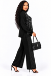 PREORDER 06– BLACK 2- PIECE KNIT PANT SET