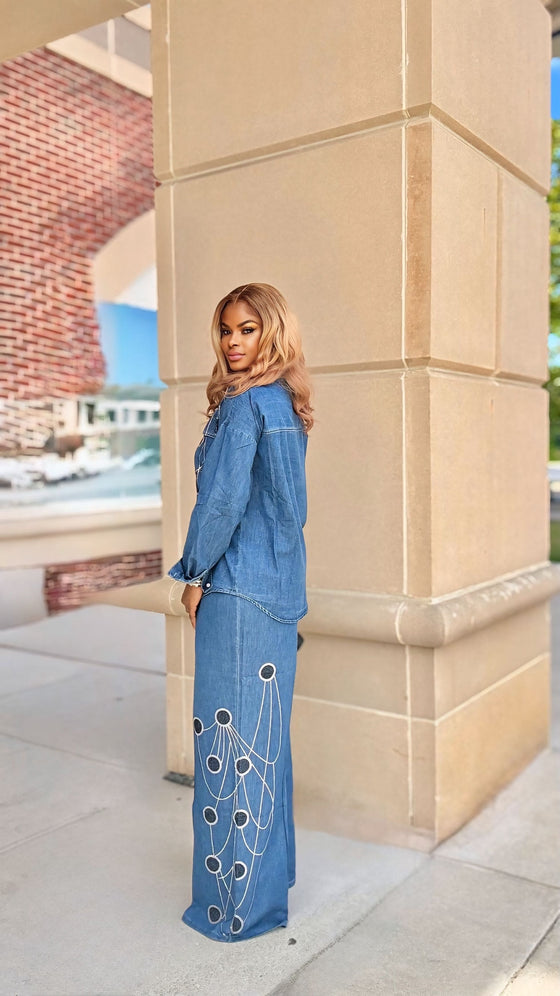 Midnight Galaxy Luxury Denim pants Set