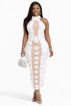 Ivory Bloom Illusion Bandage Dress