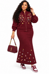 PREORDER 14 – WINE KNIT SKIRT SET