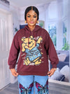 Hooded Teddy Graphic Sweatshirt (Wine)