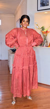 Rosewood Tiered Ruffle Maxi Dress(Burnt orange)
