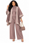 PREORDER 09- BROWN 3-PIECE KNIT PANT SET