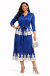 Regal Lace Trim MIYAKI DRESS(Blue)