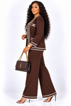 PREORDER 04 – BROWN 3-PIECE KNIT PANT SET