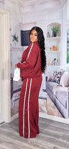 3-Piece Luxe Stretch Tracksuit Set – Burgundy