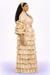 Champagne Royal Ruffle Couture Gown