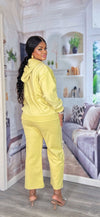 Cozy Zip-Up Jogger Set(Lemon- yellow)