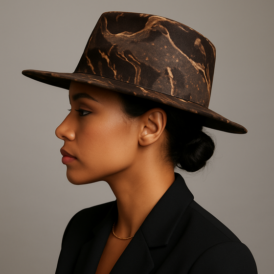 Marble Swirl Wool Fedora Hat(gray)