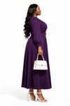 Regal Flow Belted Maxi Dress(PURPLE)