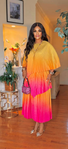  OMBRÉ 2 PIECE SKIRT SET(LT Lemon /ORANGE)