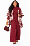 PREORDER 12- WINE 3-PIECE KNIT PANT SET