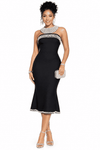 Pearl Sculpt Bandage Dress(Black)