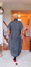 PREORDER - Graphic Button down Denim dress(Gray)