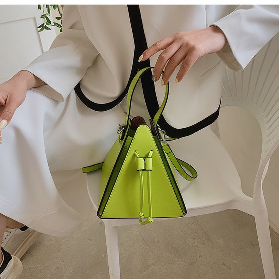 LUXE PYRAMID MINI HANDBAG – NEON GREEN