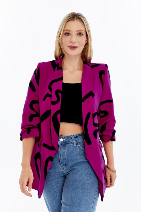 Abstract Print Blazer(Pink/Black)