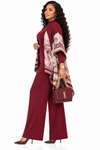 PREORDER 12- WINE 3-PIECE KNIT PANT SET