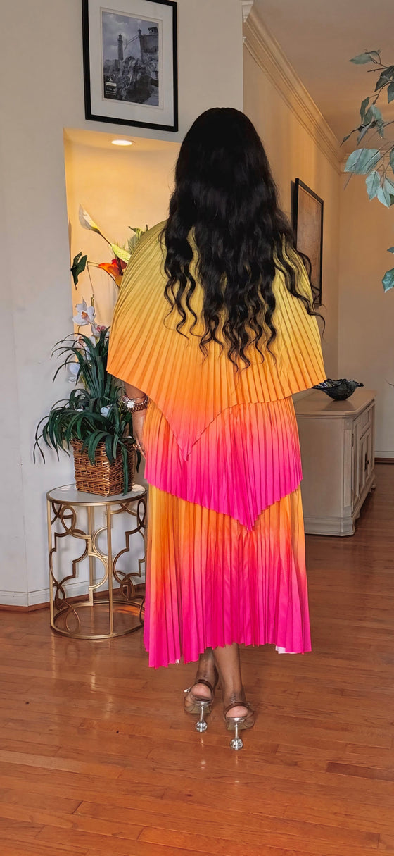 OMBRÉ 2 PIECE SKIRT SET(LT Lemon /ORANGE)