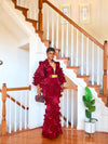 Burgundy Royal Ruffle Couture Gown