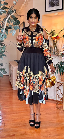  FLORAL 2 PIECE SKIRT SET(BLACK)