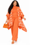 PREORDER 34 -ORANGE 3-PIECE  KNIT PANT SET