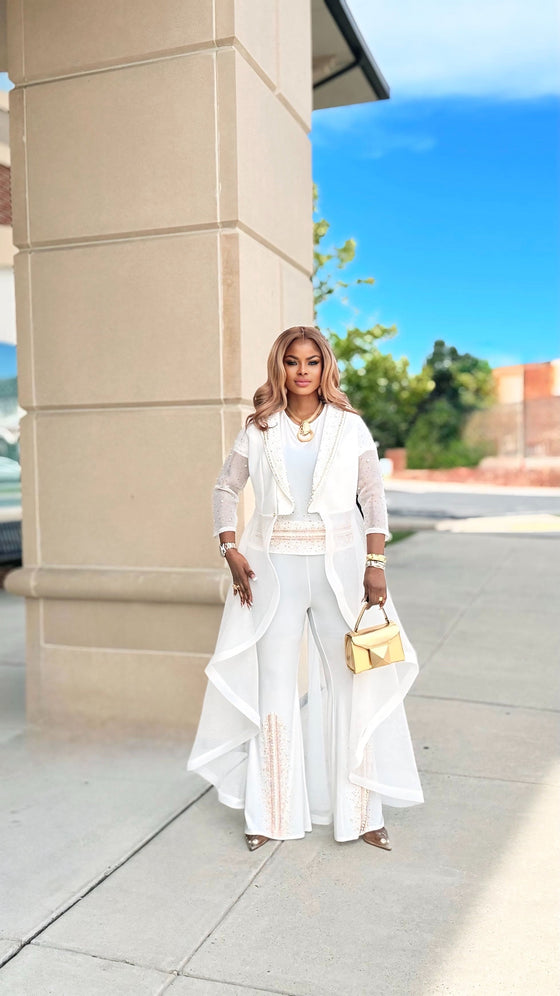 Royalty white Rhinestone 3-Piece jacket Set ✨