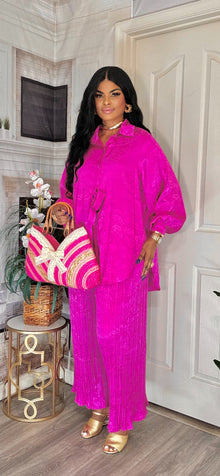  Pink Front button top/palazzo pant set(preorder)
