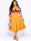 Elegant Grace Bow Midi Dress(mustard)