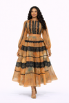 Velora Lace Illusion Luxe Skirt Set(Mustard)