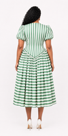 Vintage Stripe Sweetheart Midi Dress(Green)