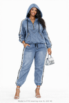 Denim Luxe Stretch Jogger Set(Denim)