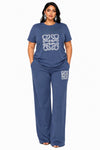 Navy Luxe Rhinestone Pant Set