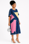 Denim Luxe Patchwork Midi Dress(Multi Color)