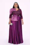 Luxury Velvet Peplum Dress (Magenta)