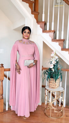  Rosette Grace Cape Maxi Dress(PEACH)