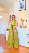 GOLDEN SHIMMER SLEEVELESS TOP/PLEATED PALAZZO PANT SET