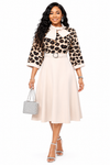 Elegant Grace Bow Midi Dress(cream)