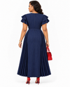 Charm Belted Midi Dress(Navy)