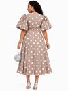 Timeless Charm Wrap Midi Dress(Polka dot)