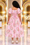 THE BLOOM STRIPE CORSET MIDI DRESS(Pink)