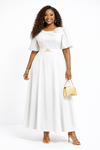 Rosette Grace belted Maxi Dress(white)