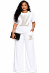 Royal Luxe Crystal Pant Set(white)