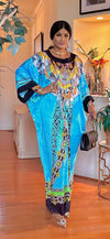 RHINESTONE SATIN LONG TOP/LEGGINGS SET(BLUE)