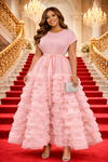 Luxe Tiered Ruffle Maxi Dress(soft pink)