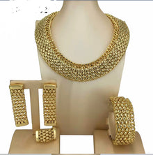  Majestic Weave Gold Statement PLEATED JEWELRY SET