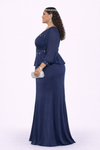 Midnight Elegance Pearl-Embellished Maxi Dress – Navy | Made in Turkey