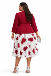 Luxe Bloom Belted Skirt set (WINE)