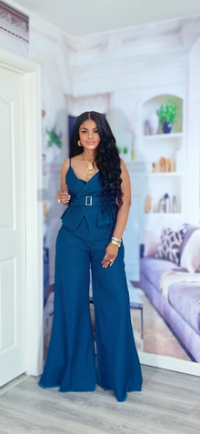  Premium Belted Denim 3-Piece Set – Dark Wash